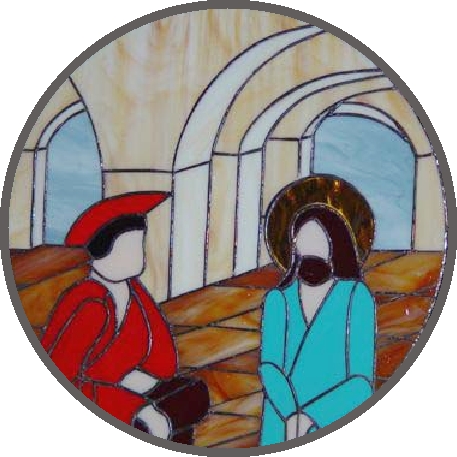 Station of the cross I stained glass