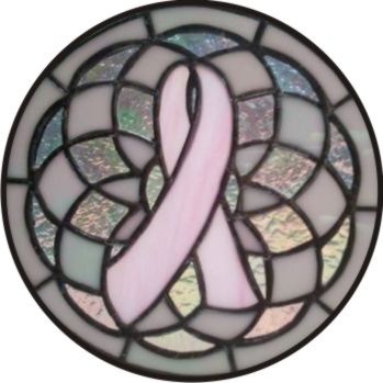 breast cancer ribbon stained glass