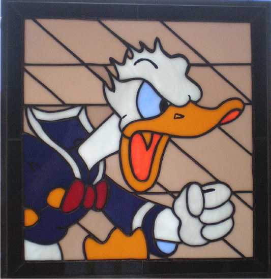 donald duck stained glass panel