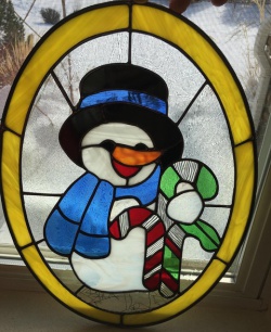 snowman holiday stained glass pattern