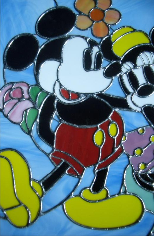 mickey mouse stained glass panel