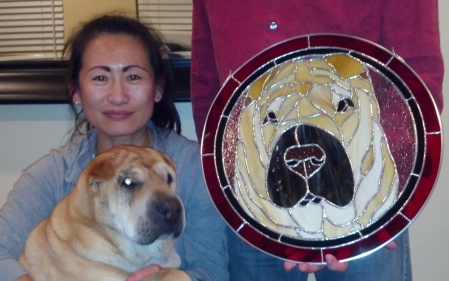 dog stained glass pattern custom kathy chan