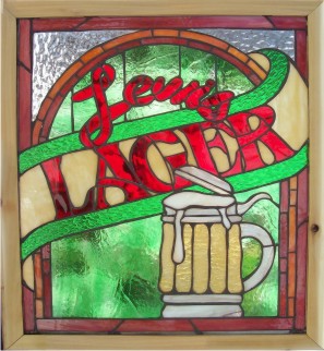 stained glass pattern of beer mug