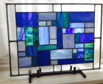 blue stained glass abstract