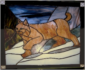 mountain lion stained glass