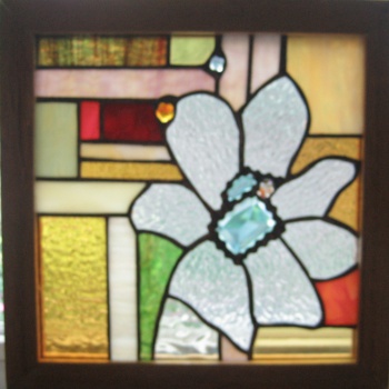 simple flower stained glass panel