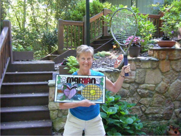 love tennis stained glass panel by frank wolf