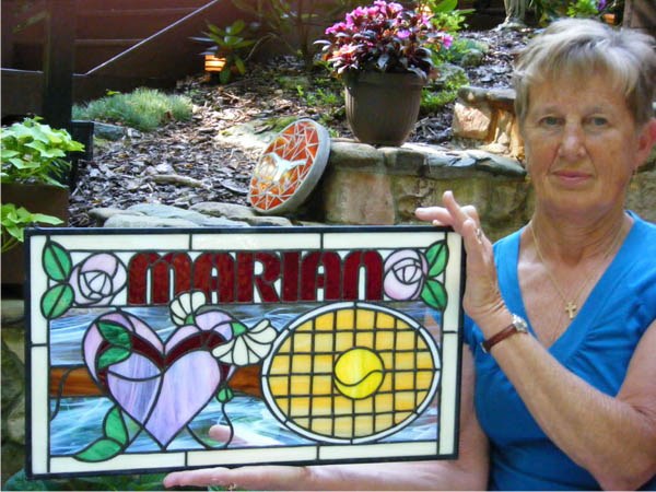 stained glass tennis panel by frank wolf