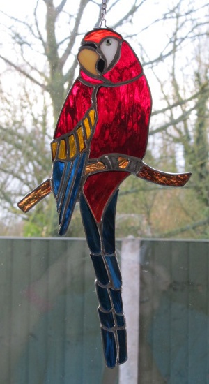 maryanne blackburn cardinal stained glass suncatcher