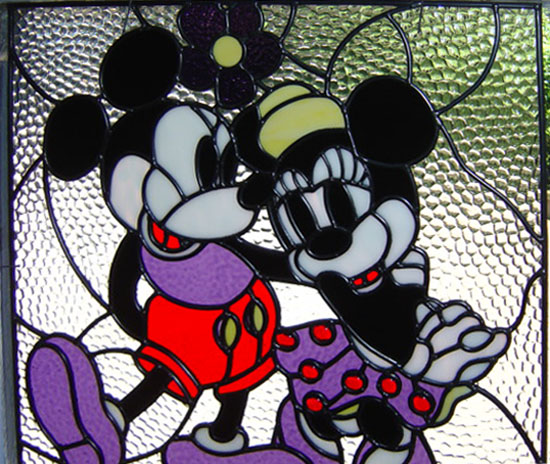 mickey and minnie stained glass by jan cooke