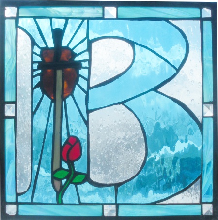 sharon emero stained glass panel letter B