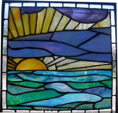sharon emero stained glass panel sun and sea