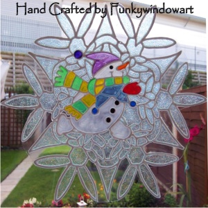 snowman snowflake stained glass pattern