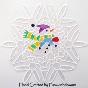 snowman snowflake stained glass pattern