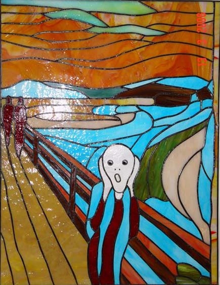 the scream in stained glass