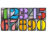 0 - 9, Bodini font, separate numbers for stained glass (image for) 0 - 9, Bodini font, separate numbers for stained glass