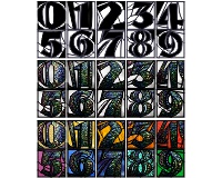 (image for) Crazy wild font for numbers 0 - 9, pattern for stained glass