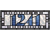 (image for) 1241 transom, (squares) - numerals, var 2 stained glass pattern