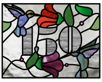 (image for) 150 house number transom pattern with hummingbirds and flowers