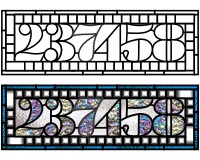 (image for) 237458 house number transom pattern for stained glass