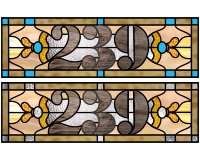 (image for) 239 transom pattern (house numbers for stained glass panels)
