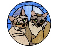 2 Siamese cats, round (image for) 2 Siamese cats, round