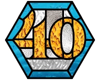 (image for) 40 (as in 40th) anniversary hexagon mandala for stained glass