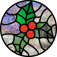 variations on a holly pattern for stained glass holiday panels