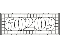 transom pattern for stained glass with numbers 60209