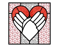 (image for) ASL two crossed hands love quilt glass