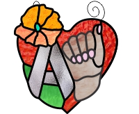 ASL heart bouquet suncatcher - "A" stained glass pattern (image for) ASL heart bouquet suncatcher - "A" stained glass pattern