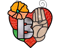 ASL heart bouquet suncatcher - "B" stained glass pattern (image for) ASL heart bouquet suncatcher - "B" stained glass pattern