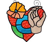ASL heart bouquet suncatcher - "C" stained glass pattern (image for) ASL heart bouquet suncatcher - "C" stained glass pattern