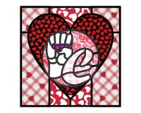 ASL E heart square quilt glass (block interchangeable patterns) (image for) ASL E heart square quilt glass (block interchangeable patterns)