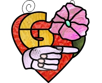 (image for) ASL heart bouquet suncatcher - "G" stained glass pattern