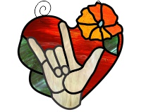 (image for) ASL L-Y, heart bouquet love you suncatcher