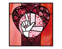 (image for) ASL L heart square quilt (and stained) glass pattern