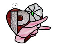 (image for) ASL heart bouquet suncatcher - "P" stained glass pattern