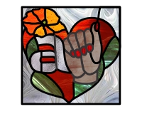 ASL heart bouquet square, little "a" and hand sign (image for) ASL heart bouquet square, little "a" and hand sign