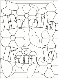 two names in a custom floral stained glass pattern