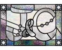 (image for) J and C letters, for wedding celebration, stained glass pattern,