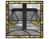 (image for) Justice "T" 1 (scales, letter T iustitia or justice, border)