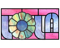 (image for) Lola, flower, name pattern for a stained glass panel
