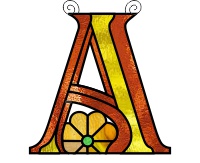 (image for) Ornamental simple "A" stained glass suncatcher pattern