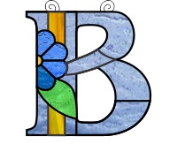 (image for) Ornamental simple "B" stained glass suncatcher pattern