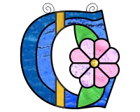 (image for) Ornamental simple "C" stained glass suncatcher pattern