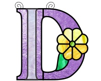 (image for) Ornamental simple "D" stained glass suncatcher pattern