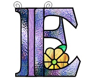 (image for) Ornamental simple "E" var 1 stained glass suncatcher pattern
