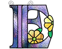 (image for) Ornamental simple "E" stained glass suncatcher pattern
