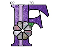 (image for) Ornamental simple "F" stained glass suncatcher pattern